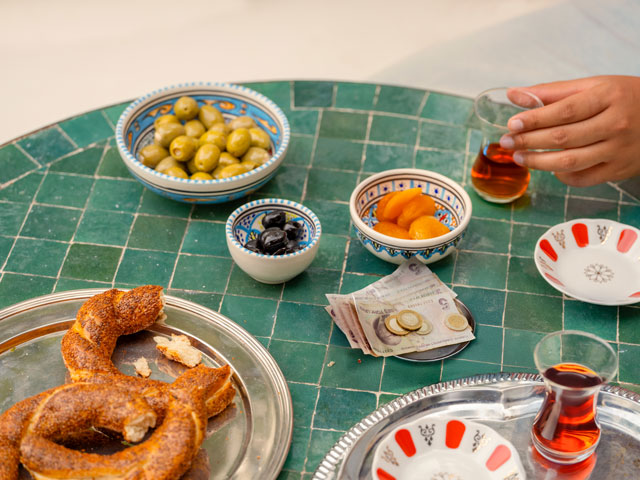 Snacks and tea on a table